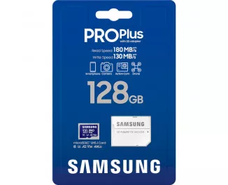 Карта пам'яті microSD 128GB Samsung Pro Plus 10 UHS-I V30 U3 A2 + SD-adapter (MB-MD128SA/EU)