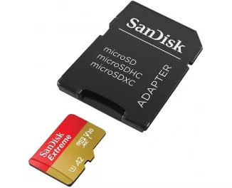 Карта памяти microSD 128Gb SanDisk Extreme A2 class 10 V30 + SD адаптер (SDSQXAA-128G-GN6MA)