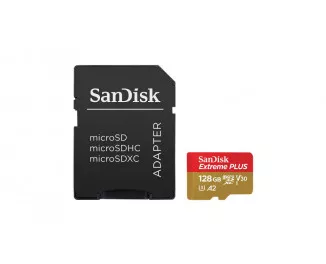 Карта пам'яті microSD 128Gb SanDisk Extreme Plus + SD адаптер (SDSQXBD-128G-GN6MA)