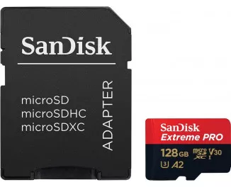 Карта памяти microSD 128Gb SanDisk Extreme Pro UHS-I U3 + SD адаптер (SDSQXCD-128G-GN6MA)