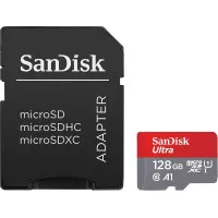 Карта пам'яті microSD 128Gb SanDisk Ultra class 10 A1 UHS-1 + SD адаптер (SDSQUAB-128G-GN6MA)