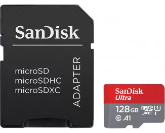 Карта памяти microSD 128Gb SanDisk Ultra class 10 A1 UHS-1 + SD адаптер (SDSQUAB-128G-GN6MA)