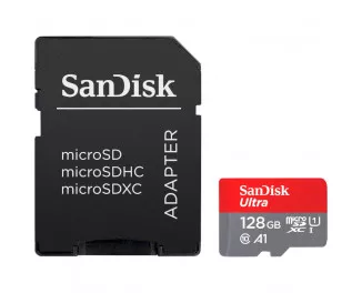 Карта памяти microSD 128Gb SanDisk Ultra (UHS-1) class 10 A1 + SD адаптер (SDSQUAB-128G-GN6IA)
