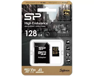 Карта памяти microSD 128Gb Silicon Power High Endurance C10 A1 UHS-I + SD адаптер (SP128GBSTXDV3V1HSP)