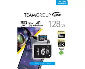 Карта памяти microSD 128Gb Team Elite UHS-I U3 V30 A1 Class 10 (TEAUSDX128GIV30A103) + SD адаптер