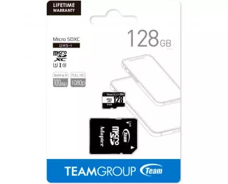 Карта памяти microSD 128Gb Team microSDXC Сlass 10 (TUSDX128GCL10U03) + SD адаптер