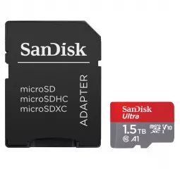 Карта памяти microSD 1.5 TB SanDisk Ultra UHS-1 A1 class 10 + SD адаптер (SDSQUAC-1T50-GN6MA)