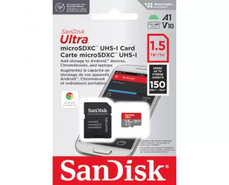 Карта пам'яті microSD 1.5 TB SanDisk Ultra UHS-1 A1 class 10 + SD адаптер (SDSQUAC-1T50-GN6MA)