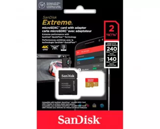 Карта памяти microSD 2 TB SanDisk Extreme UHS-I U3 V30 A2 Class 10 + SD адаптер (SDSQXAV-2T00-GN6MA)