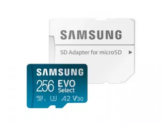 Карта памяти microSD 256 Gb Samsung EVO Select UHS-I U3 V30 A2 + SD адаптер (MB-ME256KA)
