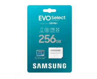 Карта памяти microSD 256 Gb Samsung EVO Select UHS-I U3 V30 A2 + SD адаптер (MB-ME256KA)