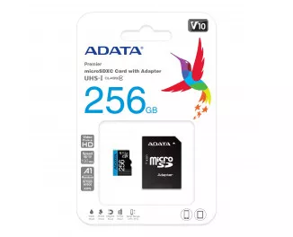 Карта пам'яті microSD 256Gb ADATA Premier+SD Adapter (AUSDX256GUICL10A1-RA1)