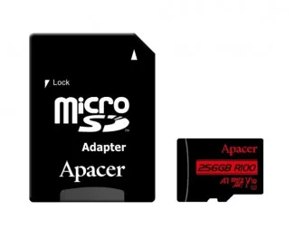 Карта пам'яті microSD 256Gb Apacer class 10 V10 A1 + SD адаптер (AP256GMCSX10UB-R)