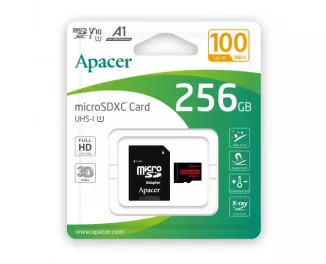 Карта пам'яті microSD 256Gb Apacer class 10 V10 A1 + SD адаптер (AP256GMCSX10UB-R)