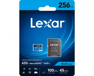 Карта памяти microSD 256Gb Lexar High Performance 633x UHS-I U3 V30 A1 Class 10 + SD адаптер (LSDMI256BB633A)
