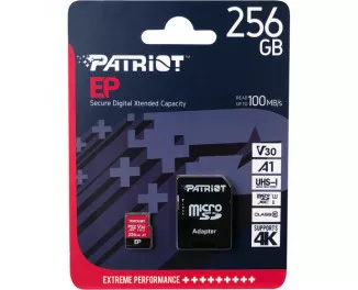 Карта памяти microSD 256Gb Patriot EP Series UHS-I U3 V30 A1 EP + SD адаптер (PEF256GEP31MCX)