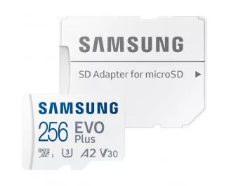 Карта пам'яті MicroSD 256Gb Samsung EVO Plus Class 10 UHS-I U3 V30 A2 + SD адаптер (MB-MC256KA/EU)