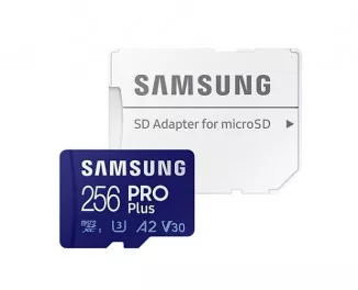 Карта пам'яті microSD 256Gb Samsung Pro Plus UHS-I U3 V30 A2 (2021) + SD-adapter (MB-MD256KA)