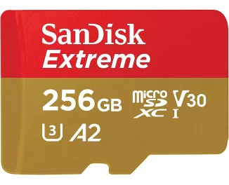 Карта памяти microSD 256Gb SanDisk Extreme + SD адаптер (SDSQXAV-256G-GN6MA)