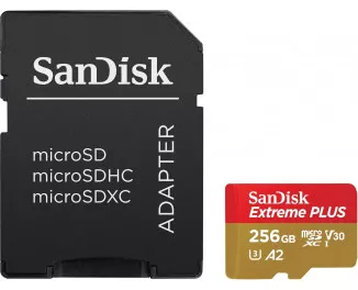 Карта памяти microSD 256Gb SanDisk Extreme Plus UHS-I Class10 V30 + SD адаптер (SDSQXBD-256G-AN6MA)
