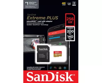Карта памяти microSD 256Gb SanDisk Extreme Plus UHS-I Class10 V30 + SD адаптер (SDSQXBD-256G-AN6MA)