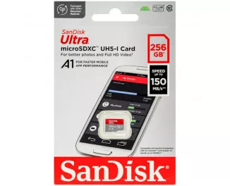 Карта пам'яті microSD 256Gb SanDisk Ultra 256Gb class 10 A1 + SD адаптер (SDSQUAC-256G-GN6MN)