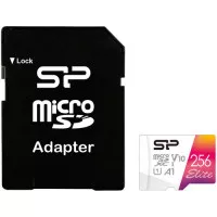 Карта памяти microSD 256Gb Silicon Power Elite Color UHS-I V10 A1 Class 10 + SD адаптер (SP256GBSTXBV1V20SP)