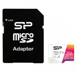 Карта памяти microSD 256Gb Silicon Power Elite Color UHS-I V10 A1 Class 10 + SD адаптер (SP256GBSTXBV1V20SP)