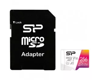 Карта памяти microSD 256Gb Silicon Power Elite Color UHS-I V10 A1 Class 10 + SD адаптер (SP256GBSTXBV1V20SP)
