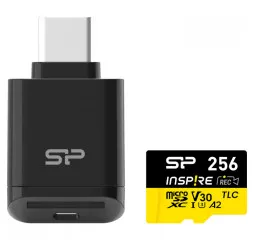Карта памяти microSD 256Gb Silicon Power Inspire UHS-I U3 V30 A2 Class 10 + SD адаптер (SP256GBSTXLA2V1NSP)