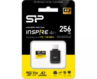Карта пам'яті microSD 256Gb Silicon Power Inspire UHS-I U3 V30 A2 Class 10 + SD адаптер (SP256GBSTXLA2V1NSP)