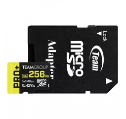 Карта памяти microSD 256Gb Team Pro+ UHS-I/U3 Class 10 + SD адаптер (TPPMSDX256GIA2V3003)