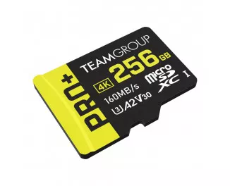 Карта памяти microSD 256Gb Team Pro+ UHS-I/U3 Class 10 + SD адаптер (TPPMSDX256GIA2V3003)