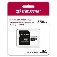 Карта памяти microSD 256Gb Transcend 340S C10 UHS-I U3 V30 A2 340S + SD адаптер (TS256GUSD340S)