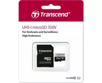 Карта пам'яті microSD 256Gb Transcend High Endurance class 10 UHS-I U3 + SD адаптер (TS256GUSD350V)