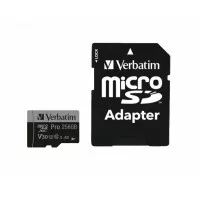 Карта памяти microSD 256Gb Verbatim PRO class 10 UHS-III + SD адаптер (47045)