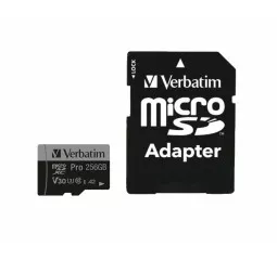 Карта памяти microSD 256Gb Verbatim PRO class 10 UHS-III + SD адаптер (47045)