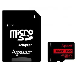 Карта памяти microSD 32Gb Apacer class 10 V10 A1 + SD adapter (AP32GMCSH10UB-R)