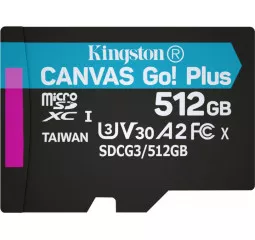 Карта пам'яті microSD 512Gb Kingston Canvas Go Plus 10 UHS-I/U3 (SDCG3/512GBSP)