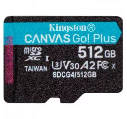 Карта памяти microSD 512Gb Kingston Canvas Go! Plus сlass 10 UHS-I U3 V30 A2 (SDCG4/512GBSP)