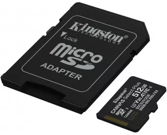 Карта памяти microSD 512Gb Kingston Canvas Select Plus C10 UHS-1 U3 A1 V30 + SD адаптер (SDCS3/512GB)