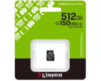 Карта пам'яті microSD 512Gb Kingston Canvas Select Plus C10 UHS-1 U3 A1 V30 (SDCS3/512GBSP)