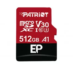 Карта памяти microSD 512Gb Patriot EP UHS-I U3 V30 A1 + SD адаптер (PEF512GEP31MCX)
