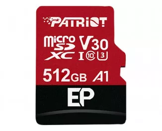Карта памяти microSD 512Gb Patriot EP UHS-I U3 V30 A1 + SD адаптер (PEF512GEP31MCX)