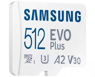 Карта пам'яті MicroSD 512Gb Samsung EVO Plus Class 10 UHS-I U3 V30 A2 + SD адаптер (MB-MC512KA/EU)