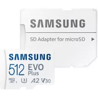 Карта памяти microSD 512Gb Samsung EVO Plus Class 10 UHS-I U3 V30 A2 + SD адаптер (MB-MC512SA)