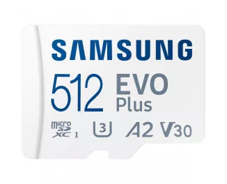 Карта пам'яті microSD 512Gb Samsung EVO Plus Class 10 UHS-I U3 V30 A2 + SD адаптер (MB-MC512SA)