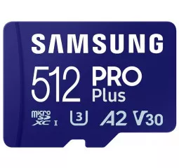 Карта пам'яті microSD 512GB Samsung Pro Plus 10 UHS-I V30 U3 A2 + SD-adapter (MB-MD512SA/EU)