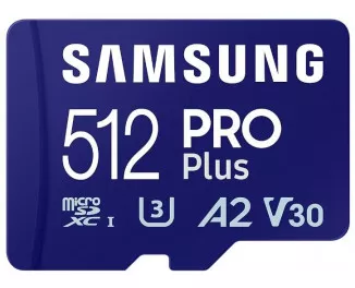 Карта пам'яті microSD 512GB Samsung Pro Plus 10 UHS-I V30 U3 A2 + SD-adapter (MB-MD512SA/EU)