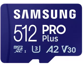Карта пам'яті microSD 512Gb Samsung Pro Plus 2023 UHS-I U3 V30 A2 + SD-adapter (MB-MD512SA)